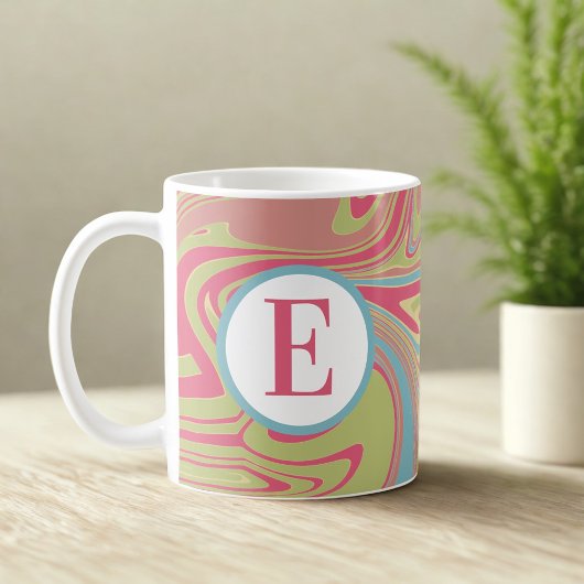 Monogram Roze Marmer Koffiemok