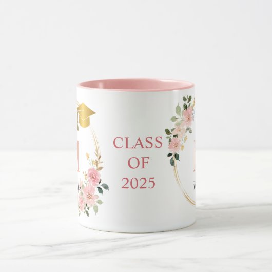 Monogram Roze Meisjes Afstuderen Mok (Midden)