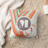 Monogram Roze Mint Taupe Modern Floral Pillow Kussen (Deken)