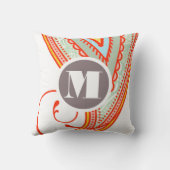 Monogram Roze Mint Taupe Moderne Bloemenkussen Kussen (Achterkant)