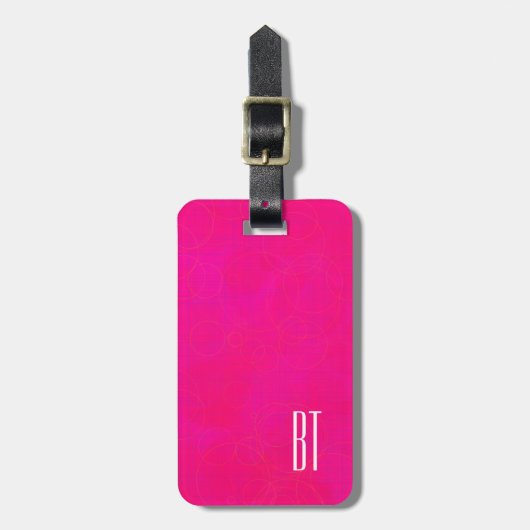 Monogram Roze Modern Abstract Bagagelabel (Voorkant verticaal)