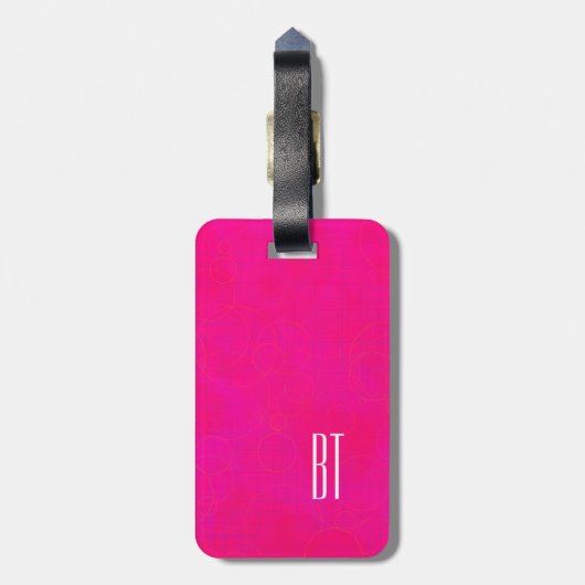 Monogram Roze Modern Abstract Bagagelabel (Achterkant verticaal)