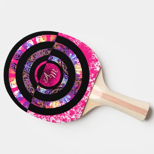 Monogram roze Modern Mandala Tafeltennisbatje (Zijkant)