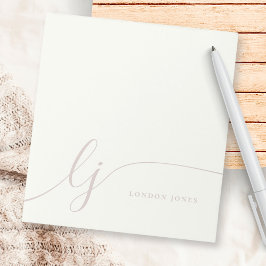 Monogram Roze Modern Minimaal Vrouwelijk Roos Ivoo Notitieblok