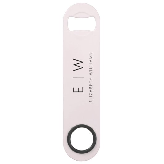 Monogram Roze Modern Minimalistisch Elegant Speed Flessenopener (Voorkant)