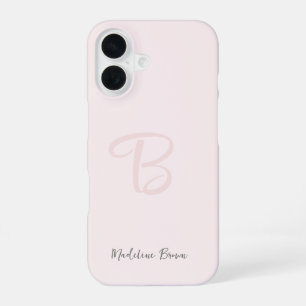 Monogram Roze Modern Minimalistisch Vrouwelijk iPhone 16 Hoesje