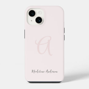 Monogram Roze Modern Minimalistisch Vrouwelijk iPhone 14 Hoesje