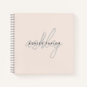 Monogram Roze Modern Minimalistisch Vrouwelijk Notitieboek (Voorkant)