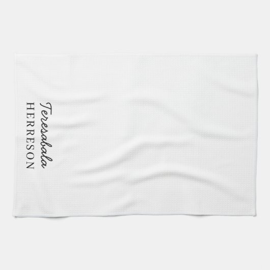 Monogram Roze Modern Minimalistisch Vrouwelijk Theedoek (Horizontaal)