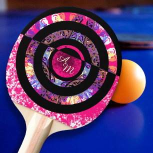 Monogram roze Moderne Mandala Tafeltennisbatje