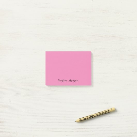 Monogram Roze Moderne Minimalistische Vrouwelijke Post-it® Notes (Op bureau)