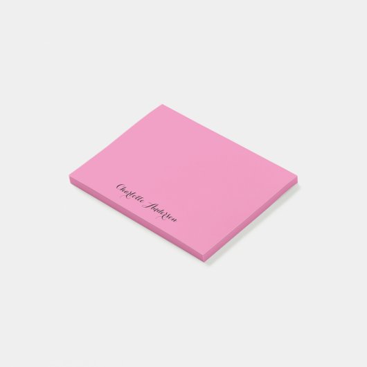 Monogram Roze Moderne Minimalistische Vrouwelijke Post-it® Notes (Schuin)