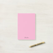 Monogram Roze Moderne Script Minimalistische Maatw Post-it® Notes (Op bureau)