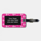 Monogram Roze Nautical Anchor Pattern Bagagelabel (Achterkant horizontaal)