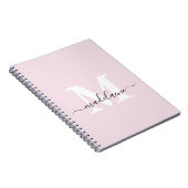 Monogram Roze Notitieboek Aangepast Initiaal & Naa (Rechterzijde)