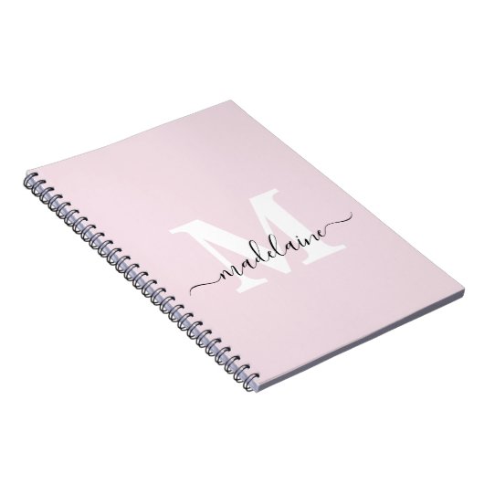 Monogram Roze Notitieboek Aangepast Initiaal & Naa (Rechterzijde)