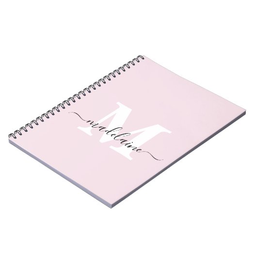 Monogram Roze Notitieboek Aangepast Initiaal & Naa (Linkerzijde)