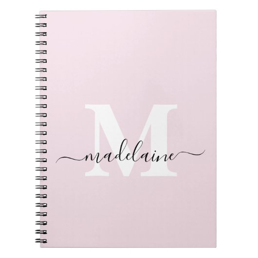 Monogram Roze Notitieboek Aangepast Initiaal & Naa (Voorkant)