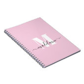 Monogram Roze Notitieboek Aangepast Initiaal & Naa (Rechterzijde)