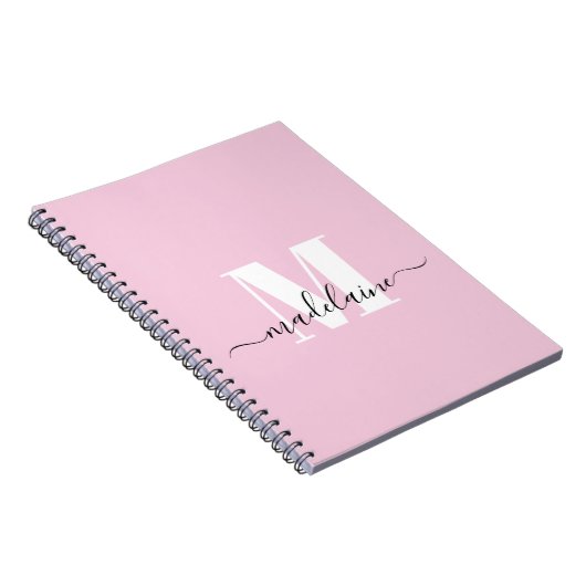 Monogram Roze Notitieboek Aangepast Initiaal & Naa (Rechterzijde)