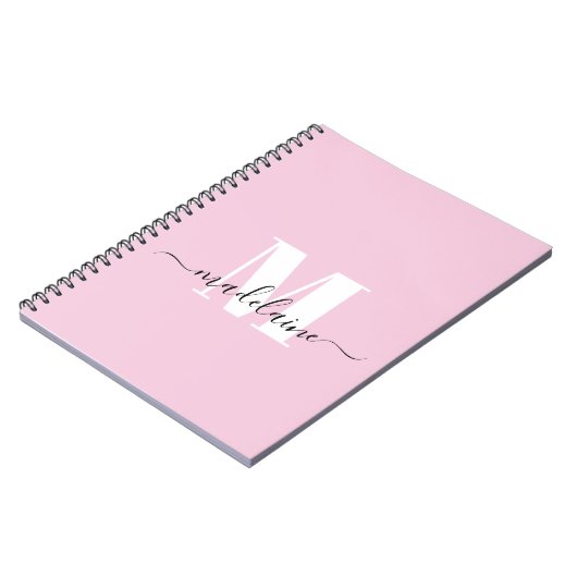Monogram Roze Notitieboek Aangepast Initiaal & Naa (Linkerzijde)