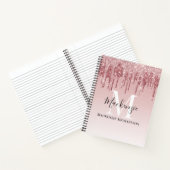 Monogram Roze Ombre Glitter Naam Notitieboek (Binnen)