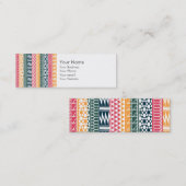 Monogram roze Oranje Blauw Geo Aztec Tribal Patroo Mini Visitekaartje (Voorkant / Achterkant)