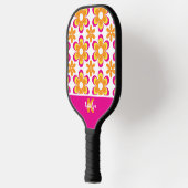 Monogram Roze Oranje Groovy Flowers Pickleball Paddle (Links)