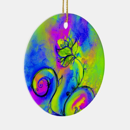 MONOGRAM roze paars blauw Keramisch Ornament (Rechts)