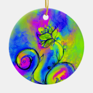 MONOGRAM roze paars blauw Keramisch Ornament