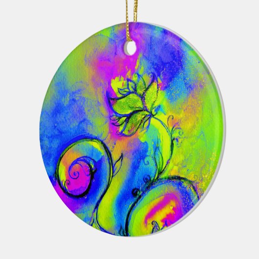 MONOGRAM roze paars blauw Keramisch Ornament (Links)