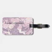 Monogram  Roze paarse bloemen en vogels Bagagelabel (Achterkant horizontaal)