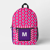 Monogram roze Paarse polka stippen Bedrukte Rugzak (Voorkant)