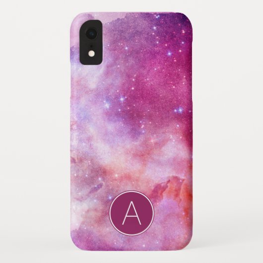 Monogram Roze & Paarse Waterverf Abstracte Galaxy Case-Mate iPhone Case (Achterkant)