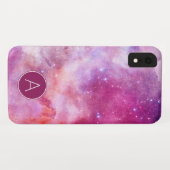 Monogram Roze & Paarse Waterverf Abstracte Galaxy Case-Mate iPhone Case (Achterkant (horizontaal))