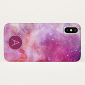 Monogram Roze & Paarse Waterverf Abstracte Galaxy Case-Mate iPhone Case (Achterkant (horizontaal))
