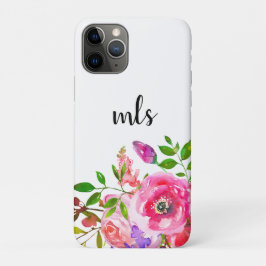 Monogram Roze Paarse Waterverf Trendy Floral Case-Mate iPhone Case