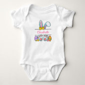 Monogram Roze Paashaas Baby Meisje Pasen Romper (Voorkant)