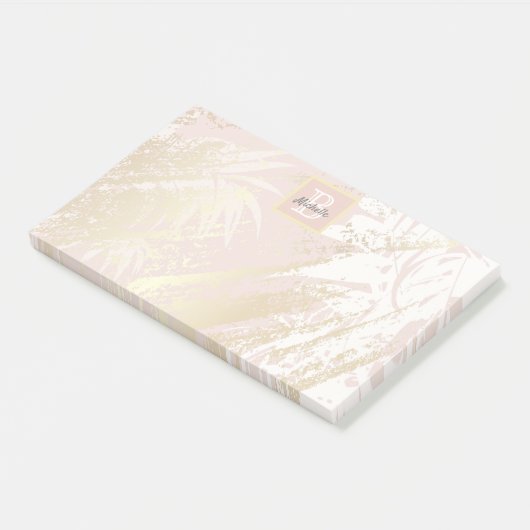 Monogram roze palmololie post-it® notes (Schuin)