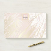 Monogram roze palmololie post-it® notes (Op bureau)