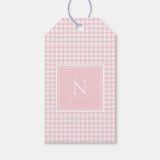 Monogram roze pasta cadeaulabel (Voorkant)