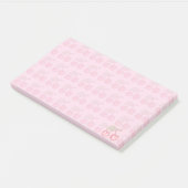 Monogram roze pasteelkersen post-it® notes (Schuin)