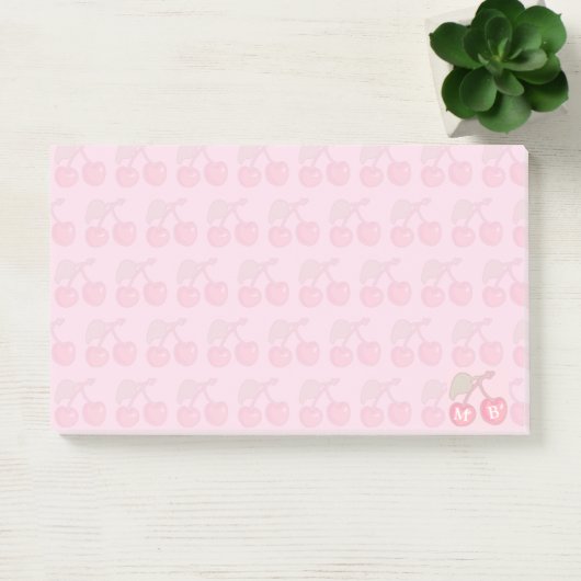 Monogram roze pasteelkersen post-it® notes (Kantoor)