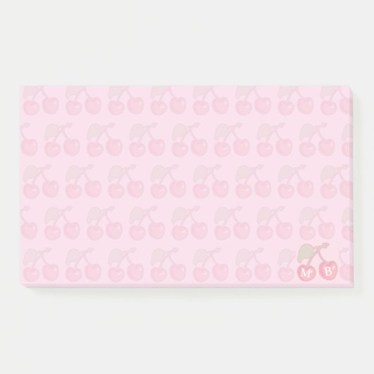 Monogram roze pasteelkersen post-it® notes (Voorkant)