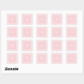 Monogram Roze Pastel Houndstooth Streepjespatroon  Vierkante Sticker (Vel)