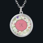 Monogram Roze Peach Green Paars Grey Floral Zilver Vergulden Ketting<br><div class="desc">Monogram dit florale ketting met uw initiaal. Met dit ketting of dit zakje krijgt u een geweldig bruidsmeisje,  een Moederdag cadeau of een geweldig verjaardagscadeau voor alle vrouwen in uw leven.</div>