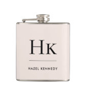 Monogram Roze Personaliseerde Bruidsmeisjesfeest Heupfles (Voorkant)