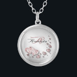 Monogram roze perzik glanzend harten geometrisch e zilver vergulden ketting<br><div class="desc">Monogram Roze Perzik Glanzende Harten Geometrisch Elegant Verzilverd Ketting. Uniek,  mooi,  stijlvol design. Gemakkelijk te personaliseren. Lettertypestijl,  -grootte en -kleuren kunnen worden gewijzigd. Overeenkomende objecten beschikbaar.</div>