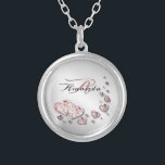 Monogram roze perzik glanzend harten geometrisch e zilver vergulden ketting<br><div class="desc">Monogram Roze Perzik Glanzende Harten Geometrisch Elegant Verzilverd Ketting. Uniek,  mooi,  stijlvol design. Gemakkelijk te personaliseren. Lettertypestijl,  -grootte en -kleuren kunnen worden gewijzigd. Overeenkomende objecten beschikbaar.</div>