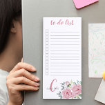 Monogram roze pioen bloemen om te doen lijst magnetisch notitieblok<br><div class="desc">magnetisch notitieblok om te personaliseren met uw monogram. De sjabloon is ingesteld voor u om jouw naam en initiaal toe te voegen (maar u kunt beide secties leeg laten als u liever een of de andere hebt). Dit bloemontwerp heeft roze waterverf pioenbloemen met gebladerte en springende hand geletterde scripttypografie. Het...</div>